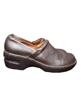 Thom McAn Brown Leather Slip-On Clog, Size 10